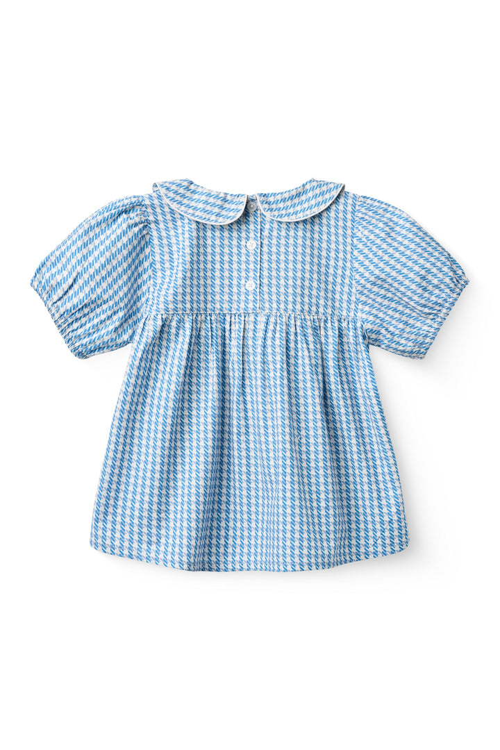 HOUNDSTOOTH BLOUSE W. COLLAR - BLUE HOUNDSTOOTH MINI