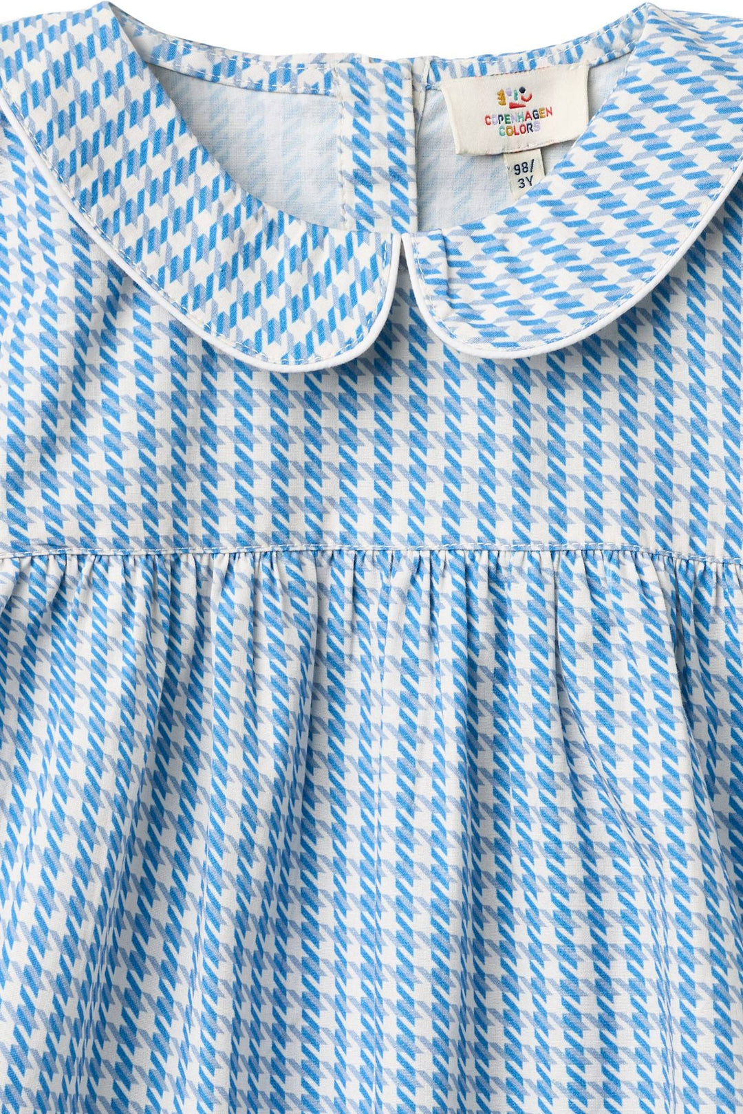 HOUNDSTOOTH BLOUSE W. COLLAR - BLUE HOUNDSTOOTH MINI