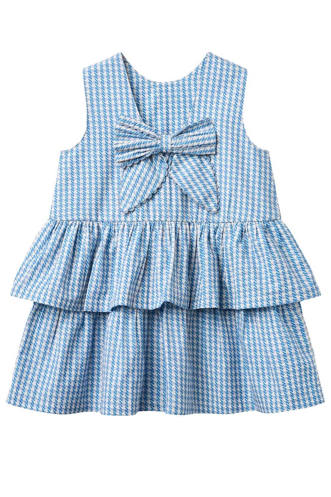 HOUNDSTOOTH DRESS W. BOW - BLUE HOUNDSTOOTH MINI