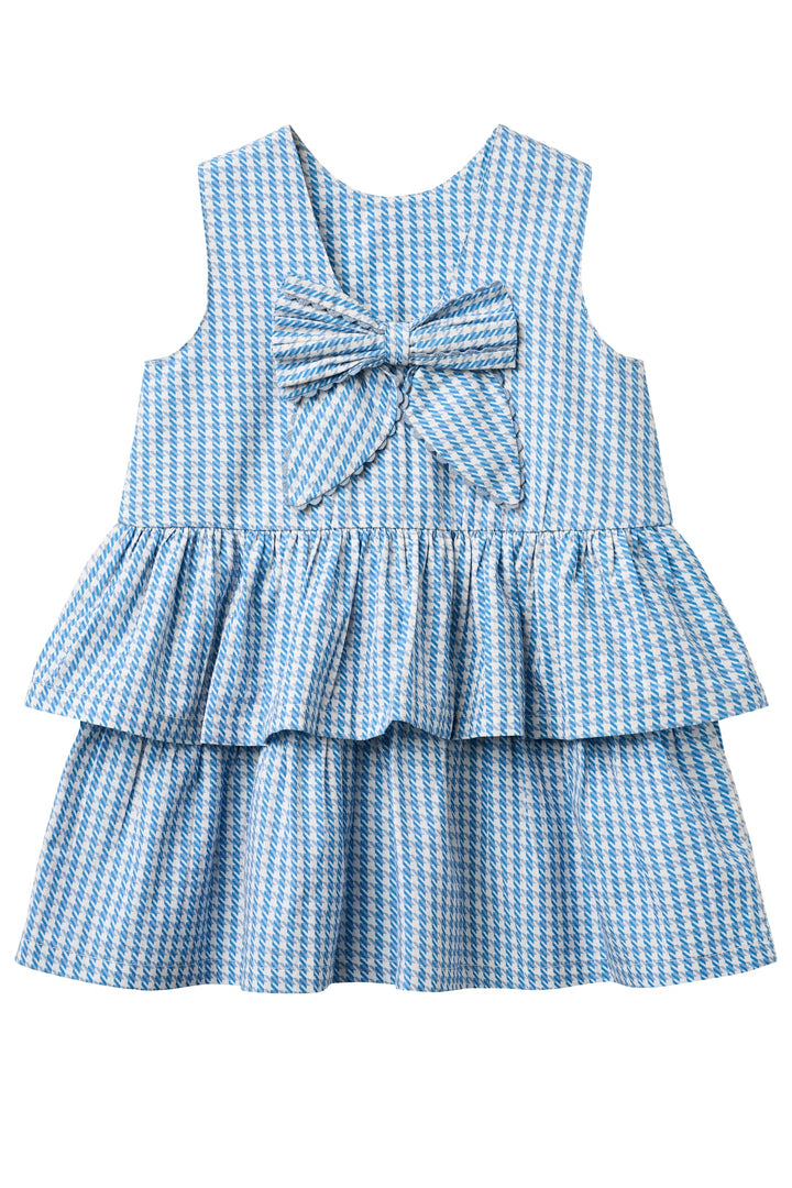 HOUNDSTOOTH DRESS W. BOW - BLUE HOUNDSTOOTH MINI