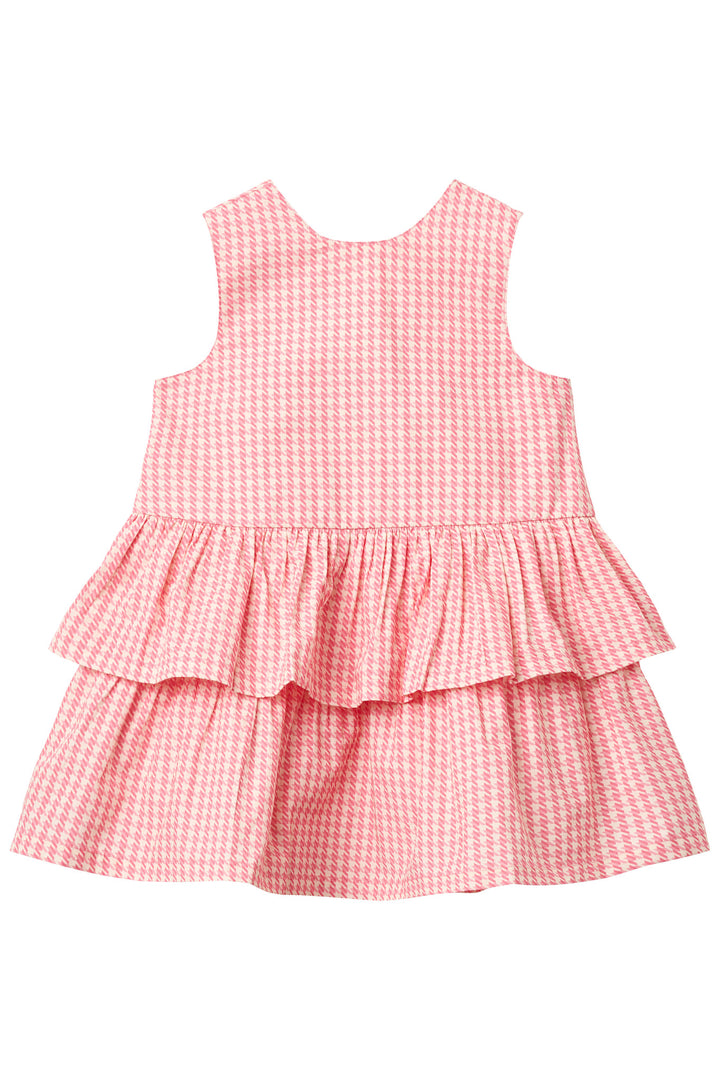 HOUNDSTOOTH DRESS W. BOW - PINK HOUNDSTOOTH MINI