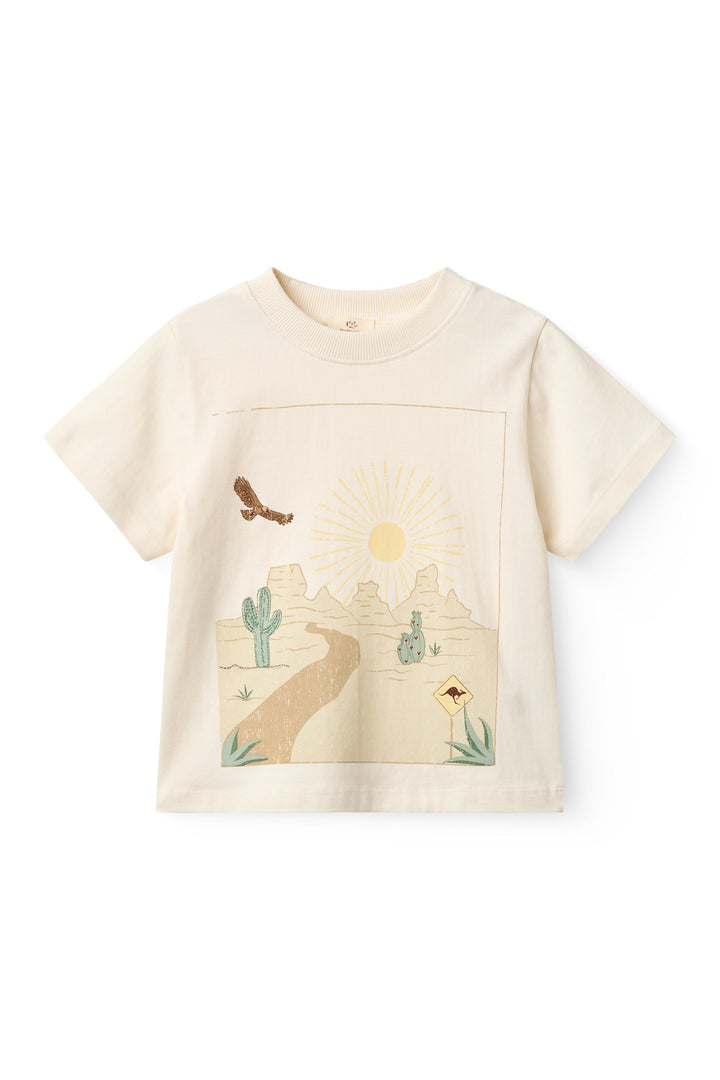 BOYS SS TEE W. LANDSCAPE PRINT - CREAM COMB.