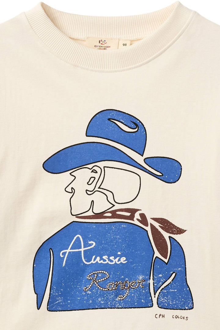 BOYS LS TEE W. AUSSIE RANGER PRINT - CREAM COMB.