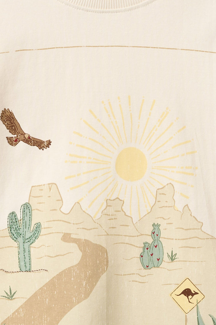 BOYS SS TEE W. LANDSCAPE PRINT - CREAM COMB.