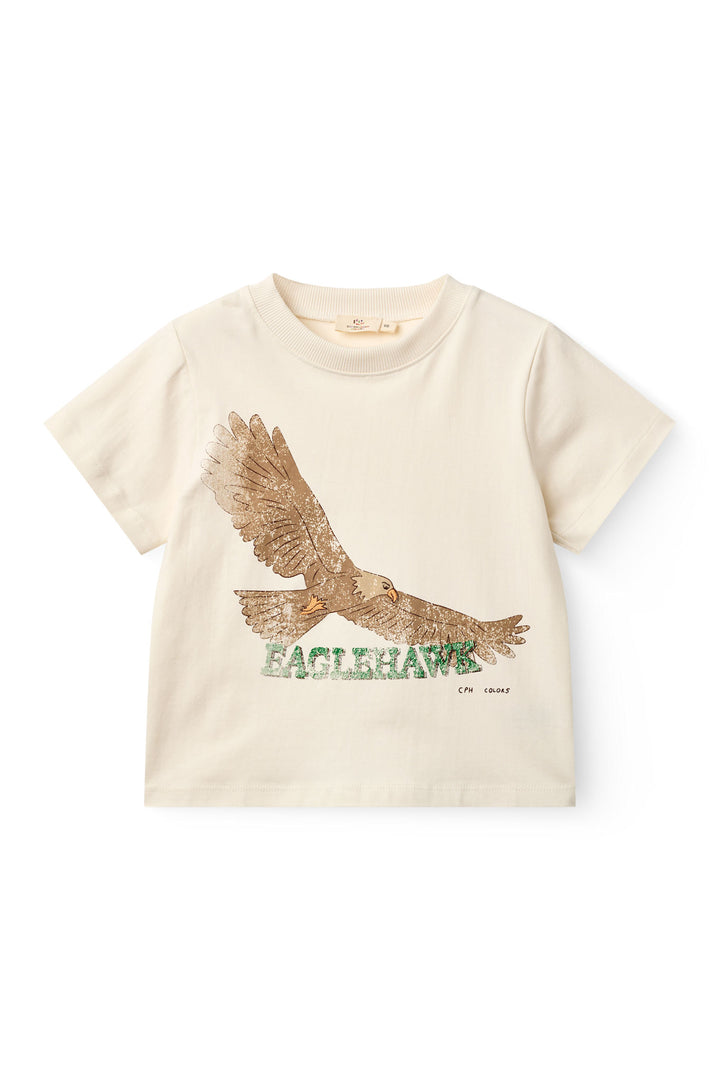 BOYS SS TEE W. EAGLEHAWK PRINT - CREAM COMB.