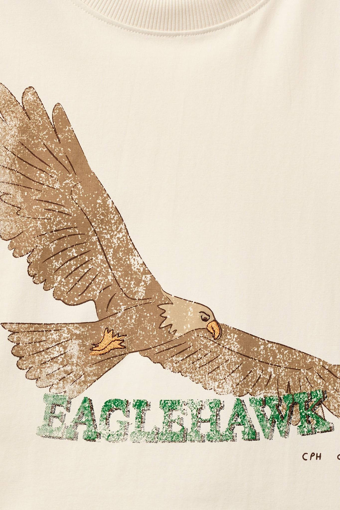 BOYS SS TEE W. EAGLEHAWK PRINT - CREAM COMB.