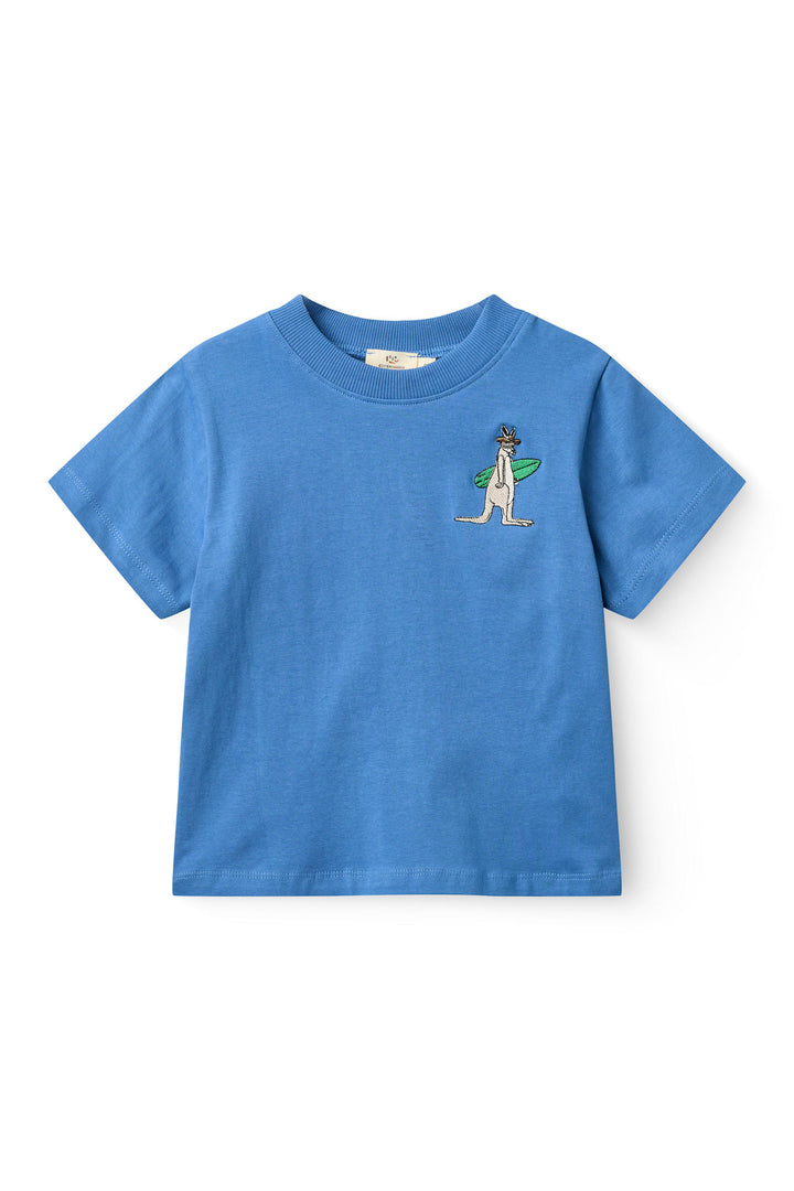 BOYS SS TEE W. KANGAROO EMB. - OCEAN BLUE COMB.
