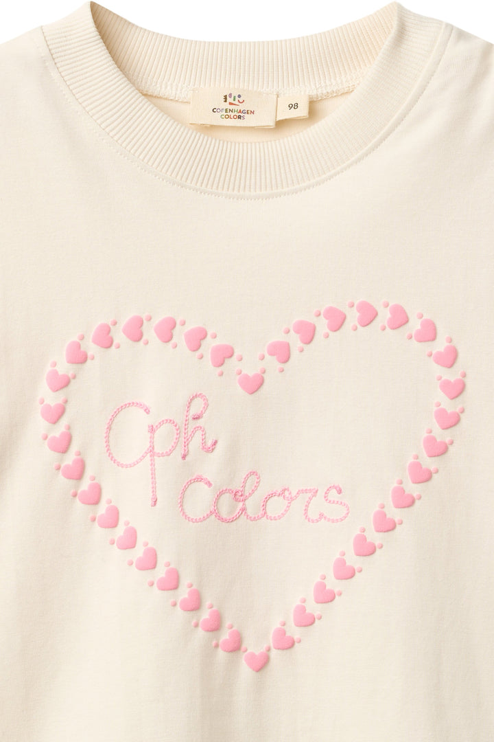 T-Shirt w. Embroidery - Cream Comb.