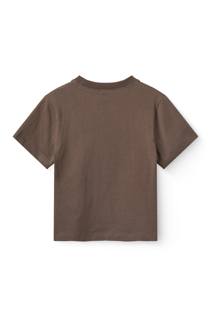 T-Shirt w. Embroidery - Dk. Brown
