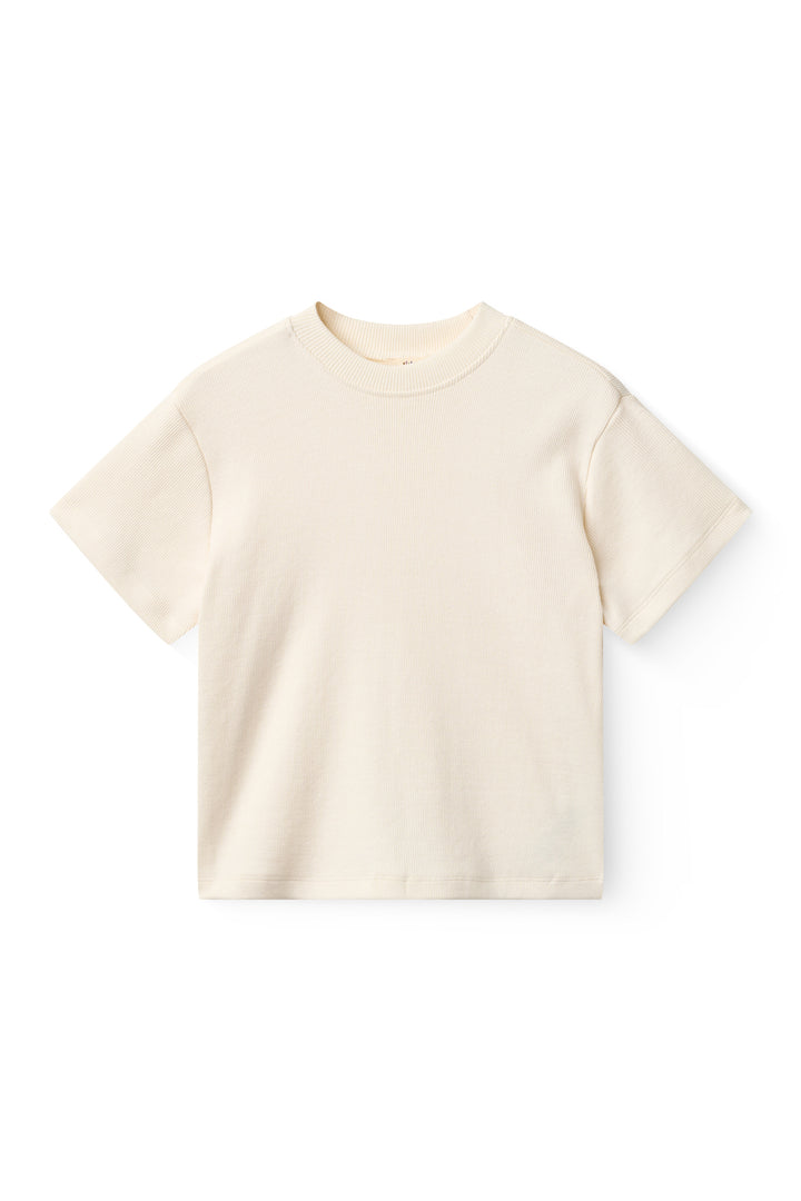 Modal Rib Tee SS w. Dropped Shoulder w. Rib Neck - Cream
