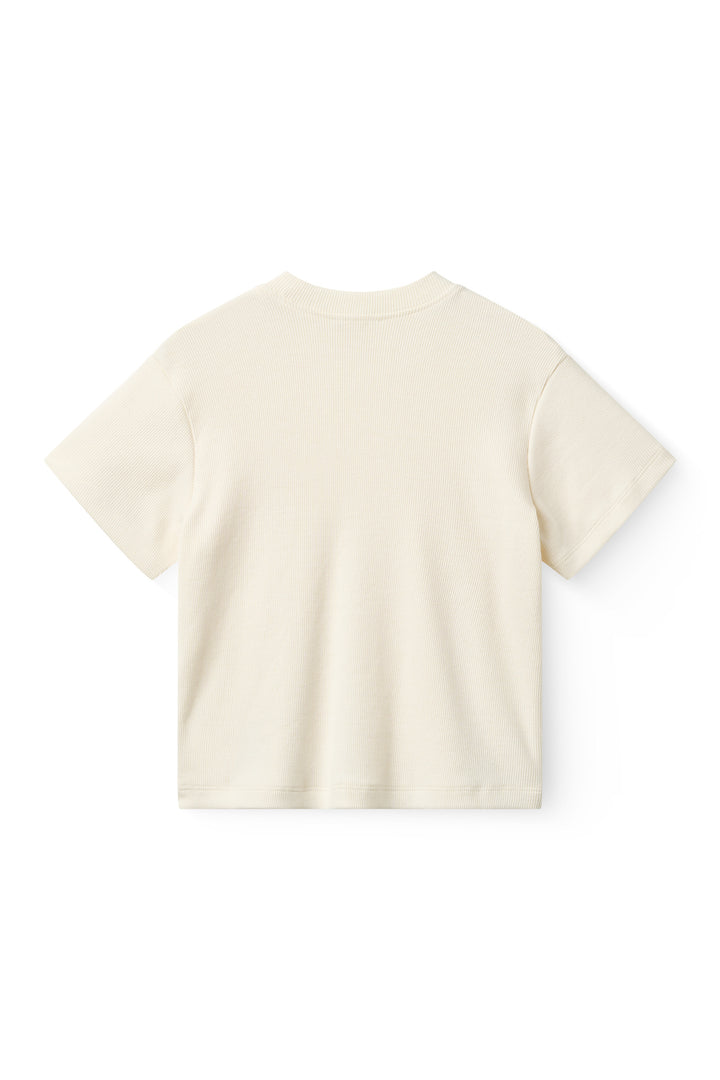 Modal Rib Tee SS w. Dropped Shoulder w. Rib Neck - Cream