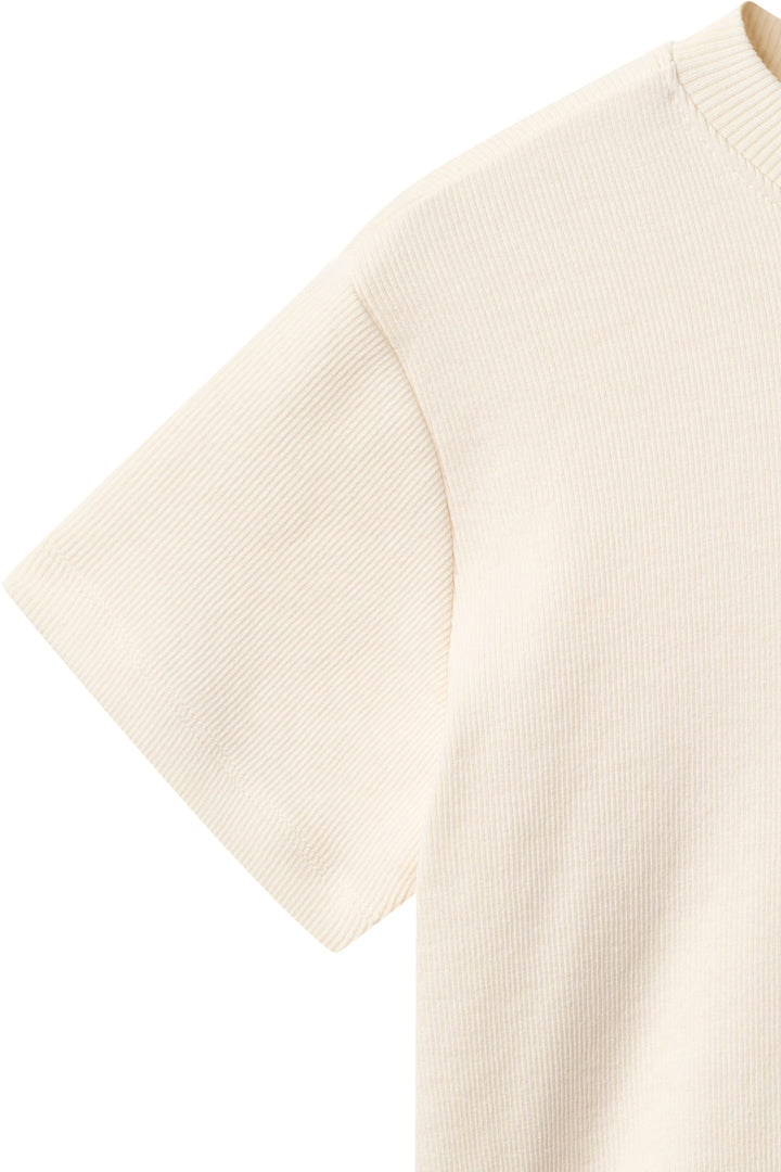 Modal Rib Tee SS w. Dropped Shoulder w. Rib Neck - Cream