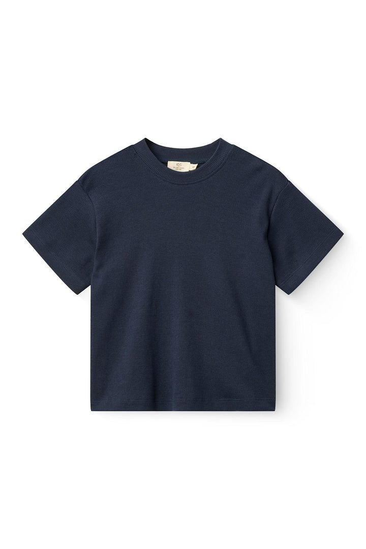 Modal Rib Tee SS w. Dropped Shoulder w. Rib Neck - Navy