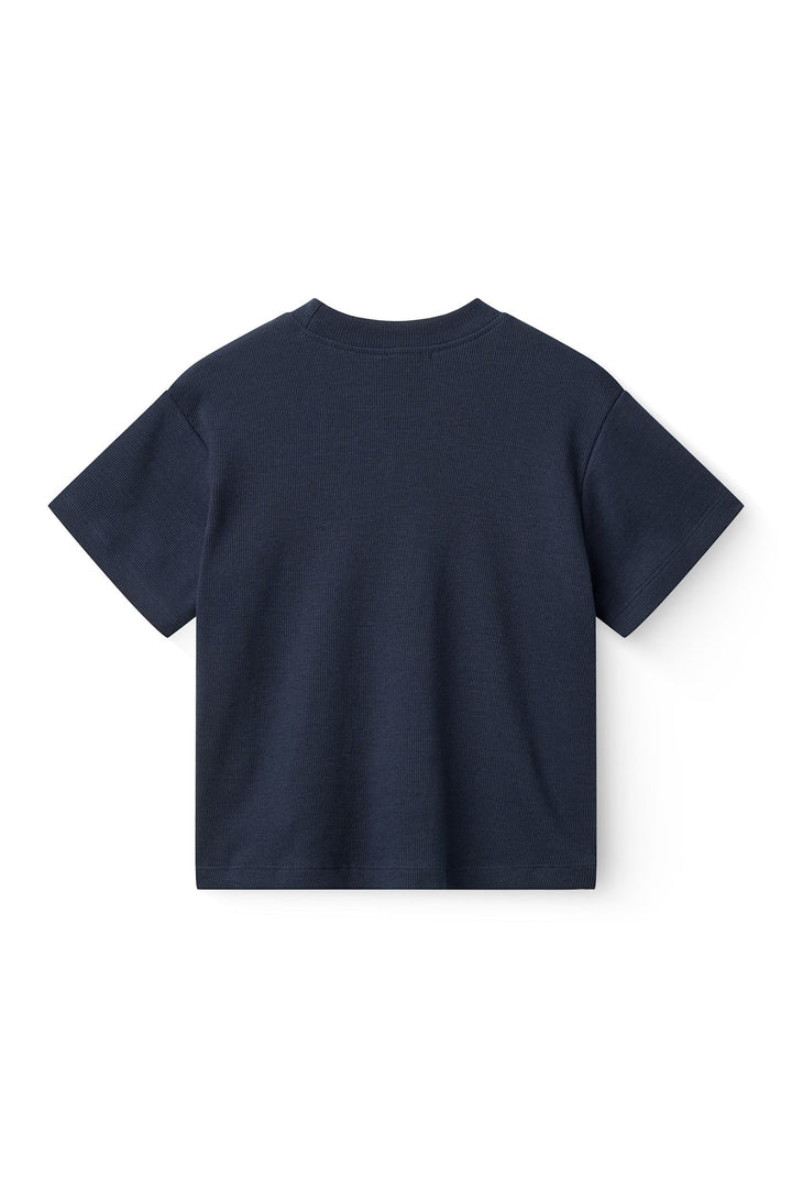 Modal Rib Tee SS w. Dropped Shoulder w. Rib Neck - Navy