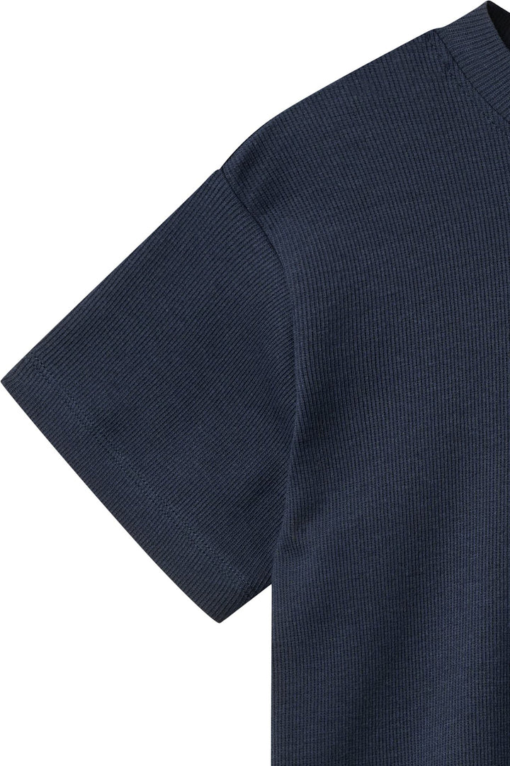Modal Rib Tee SS w. Dropped Shoulder w. Rib Neck - Navy