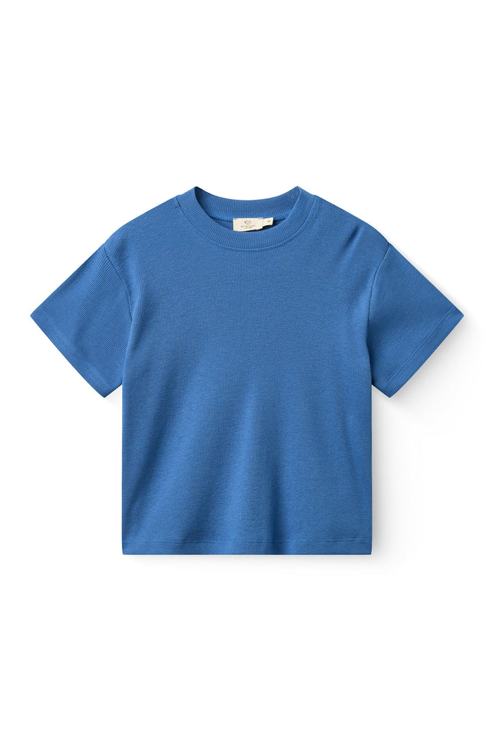 Modal Rib Tee SS w. Dropped Shoulder w. Rib Neck - Sharp Blue