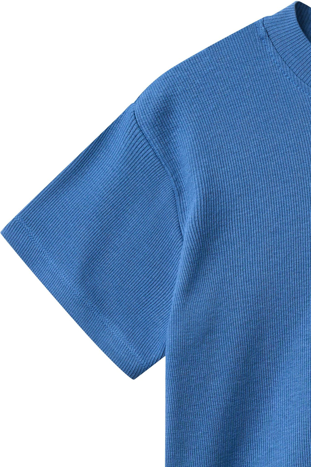 Modal Rib Tee SS w. Dropped Shoulder w. Rib Neck - Sharp Blue