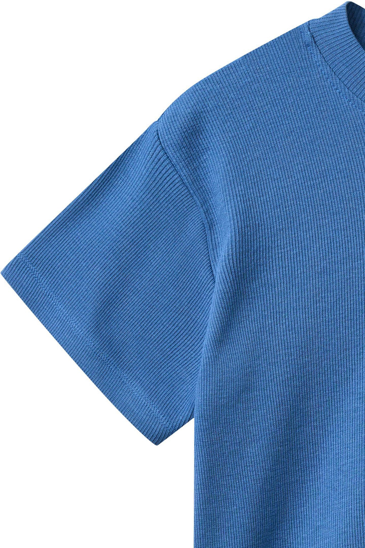 Modal Rib Tee SS w. Dropped Shoulder w. Rib Neck - Sharp Blue