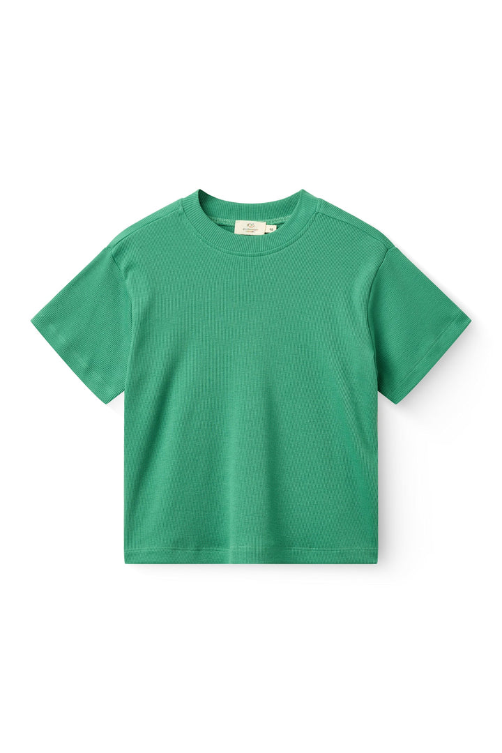 Modal Rib Tee SS w. Dropped Shoulder w. Rib Neck - Sharp Green