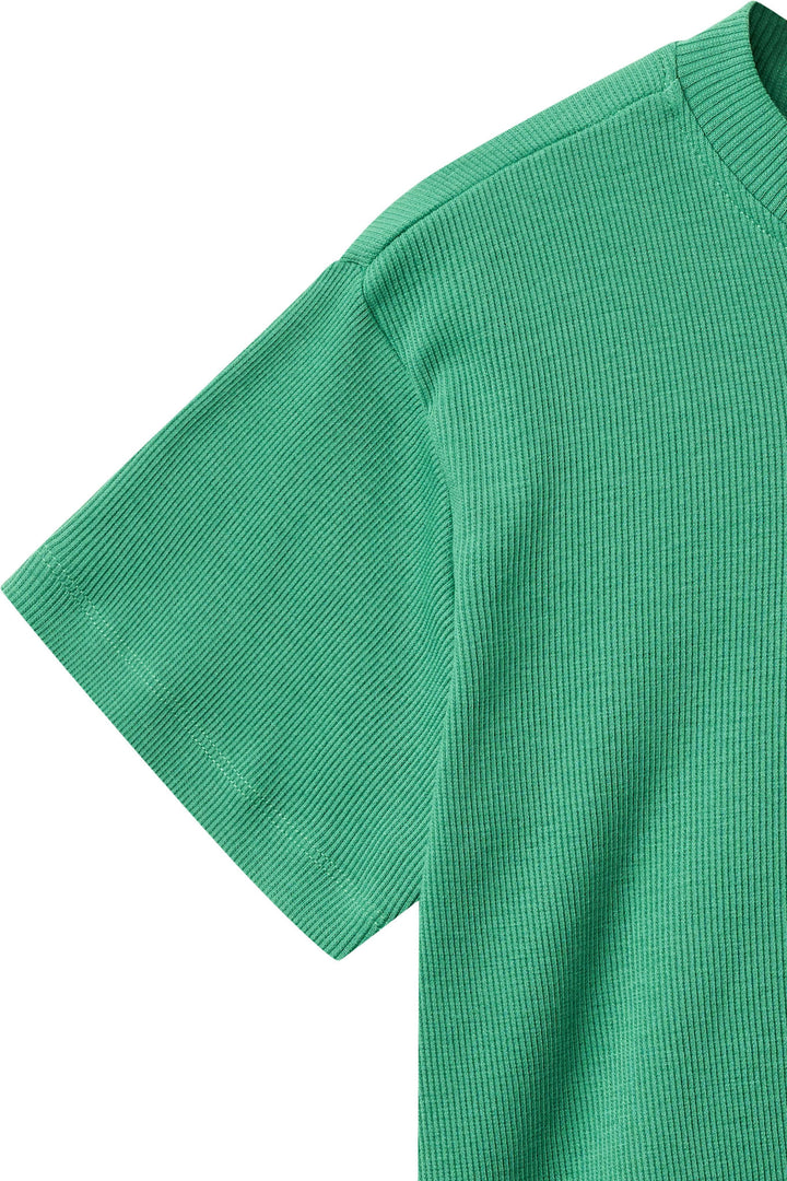 Modal Rib Tee SS w. Dropped Shoulder w. Rib Neck - Sharp Green