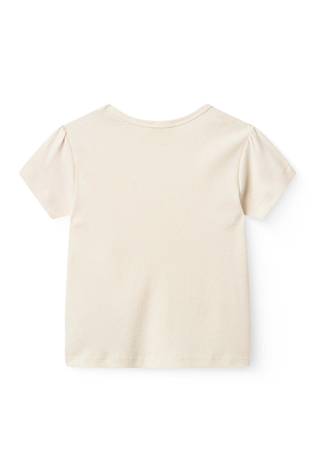 Modal Rib Tee SS w. Ruffle Sleeves - Cream