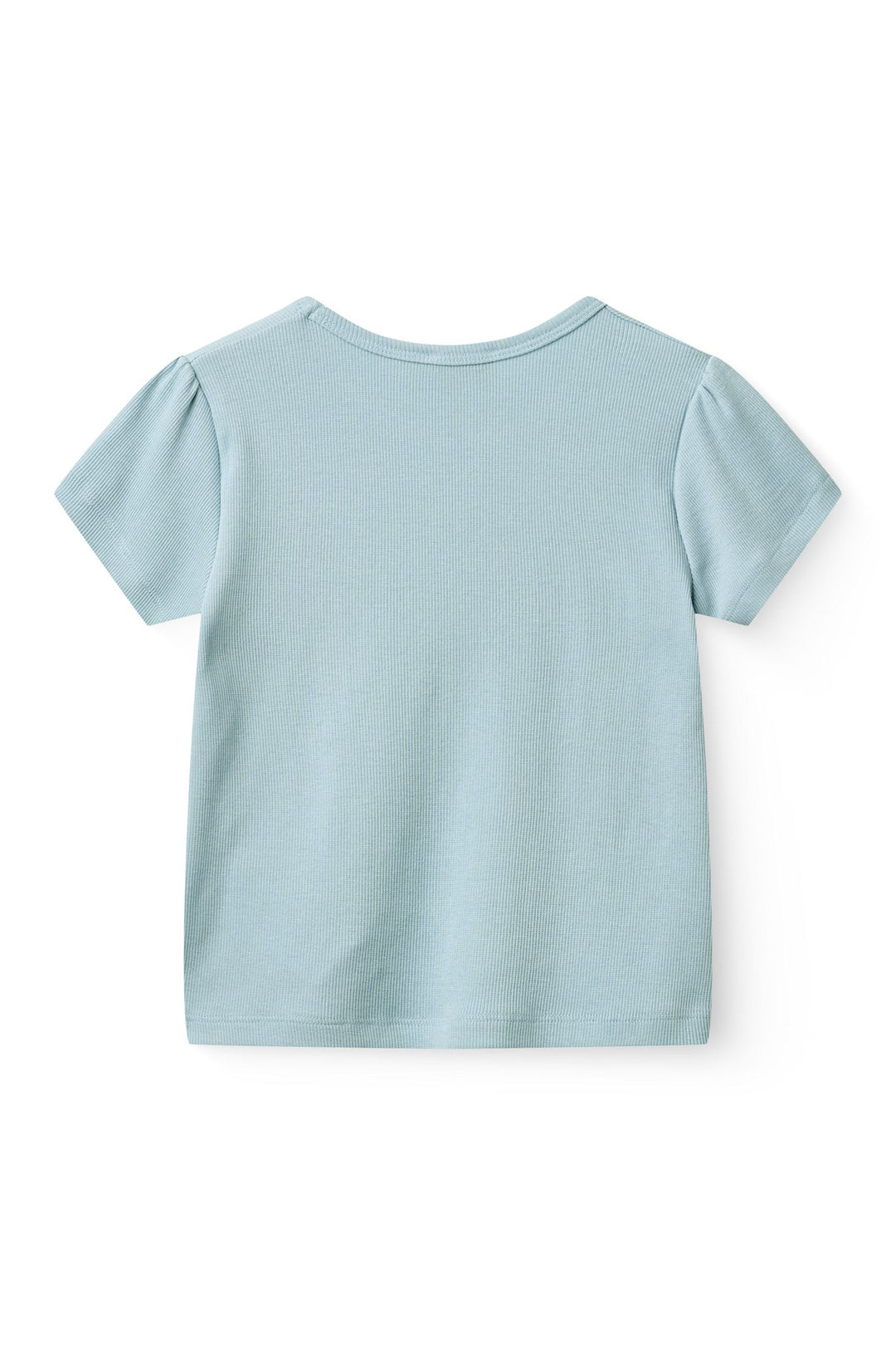 Modal Rib Tee SS w. Ruffle Sleeves - Dusty Blue