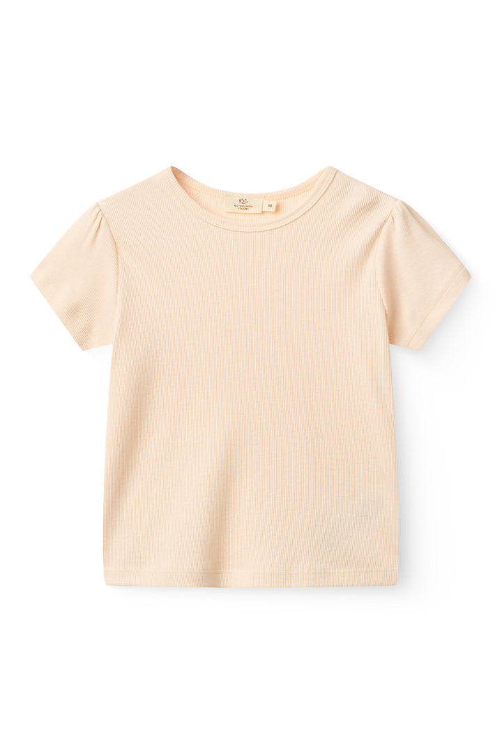 Modal Rib Tee SS w. Ruffle Sleeves - Dusty Rose