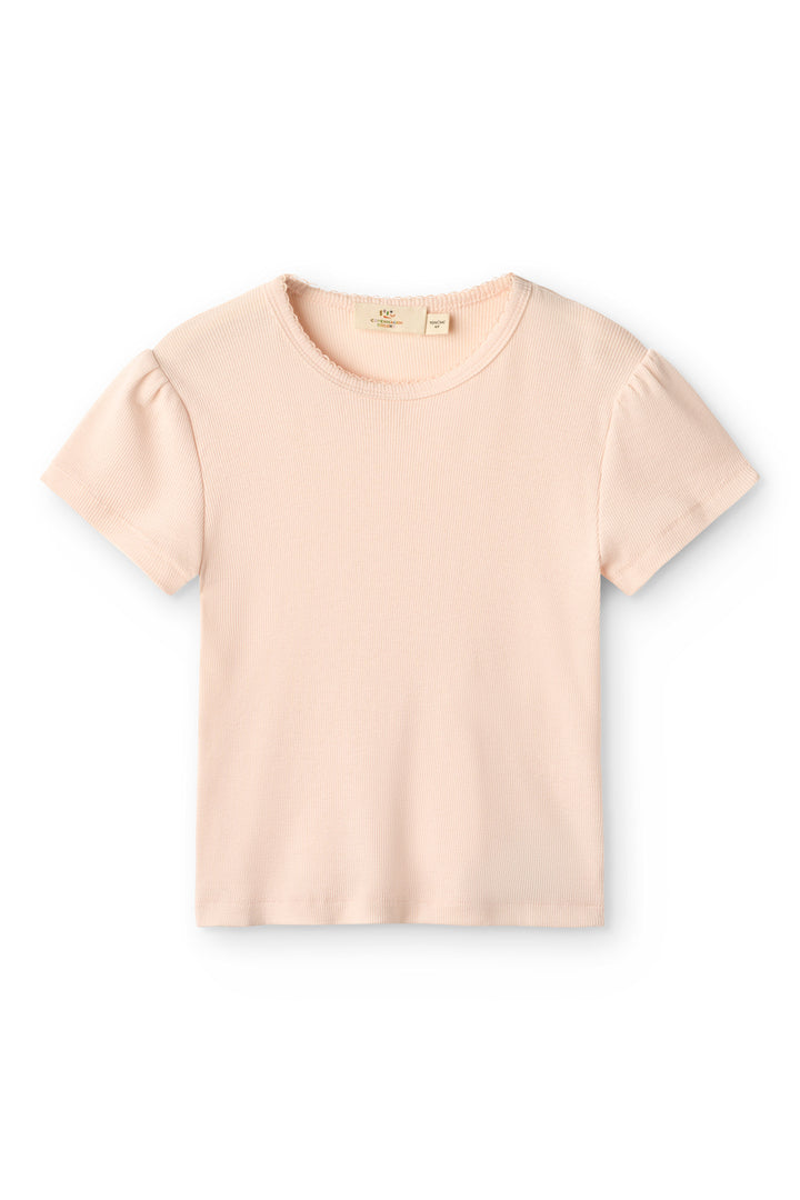 Modal Rib Tee SS w. Ruffle Sleeves - Dusty Rose