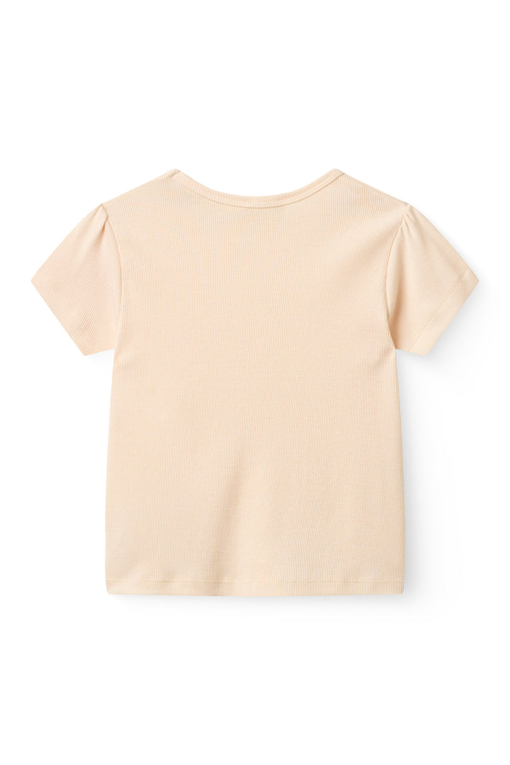 Modal Rib Tee SS w. Ruffle Sleeves - Dusty Rose