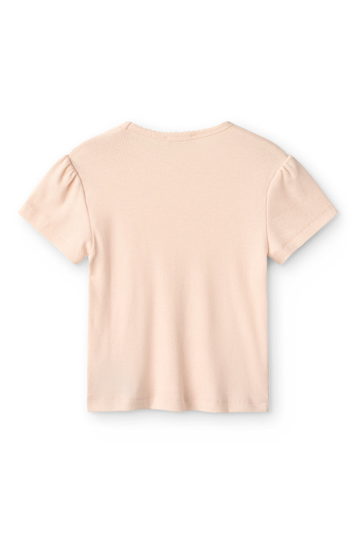 Modal Rib Tee SS w. Ruffle Sleeves - Dusty Rose