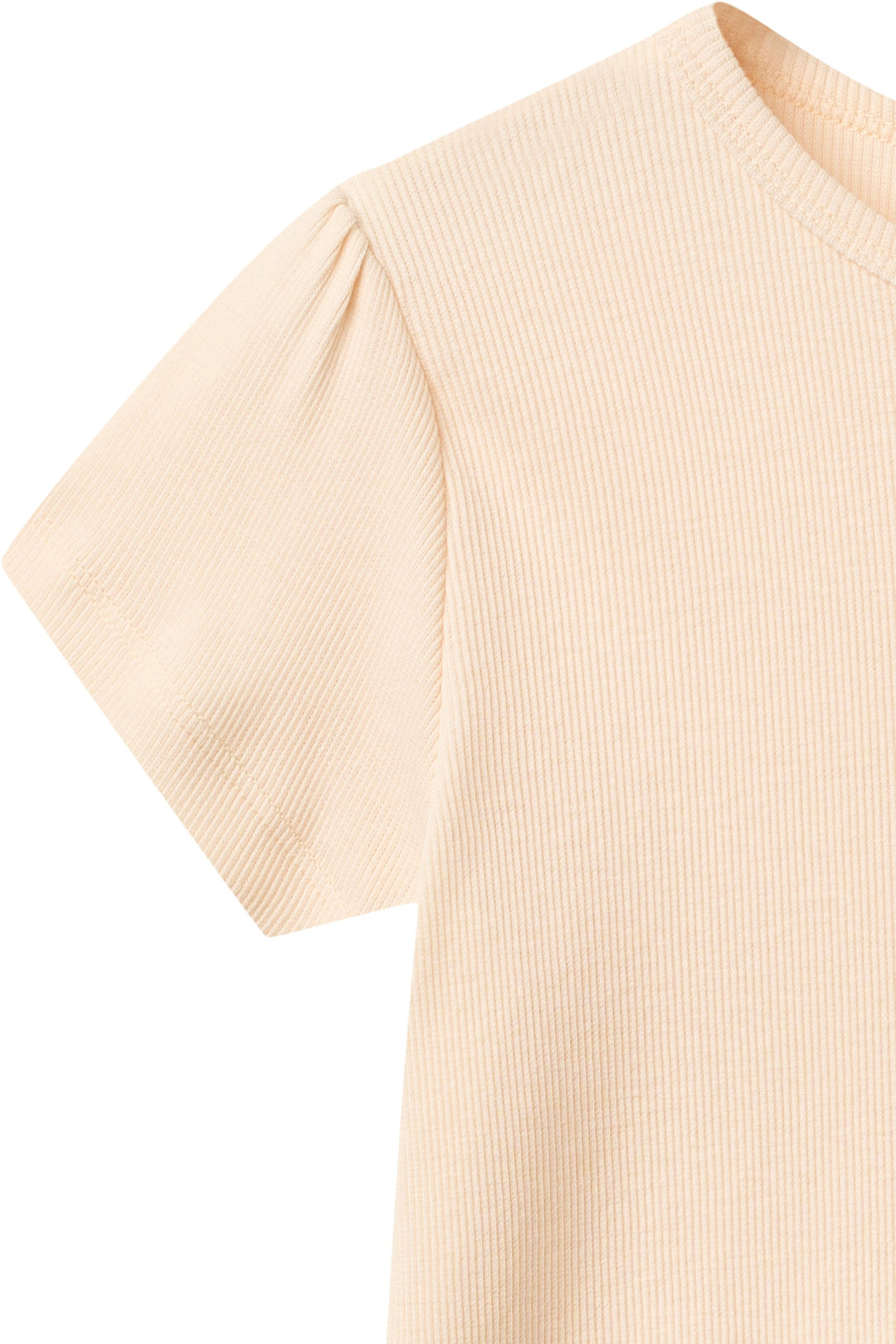 Modal Rib Tee SS w. Ruffle Sleeves - Dusty Rose