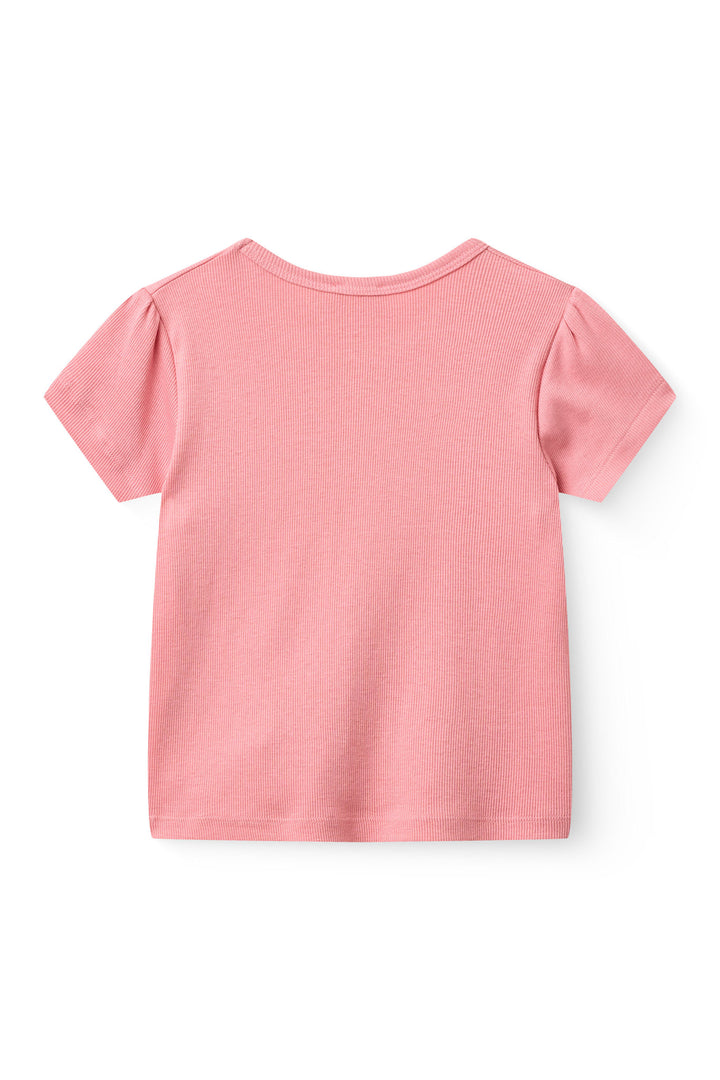 Modal Rib Tee SS w. Ruffle Sleeves - Pink