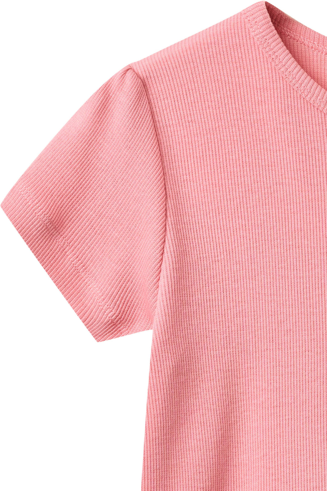 Modal Rib Tee SS w. Ruffle Sleeves - Pink