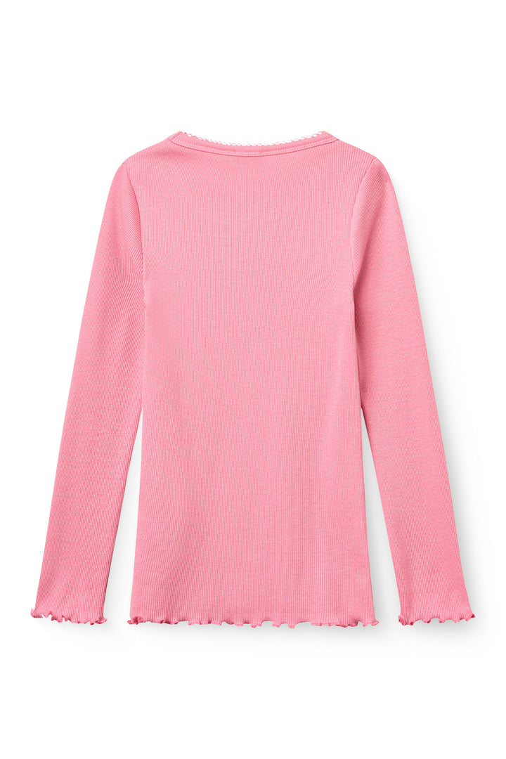 Modal Rib Tee w. Picot & LS - Blossom Pink