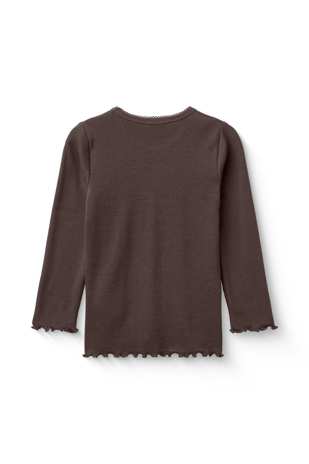 MODAL RIB LS TEE W. PICOT - DK BROWN