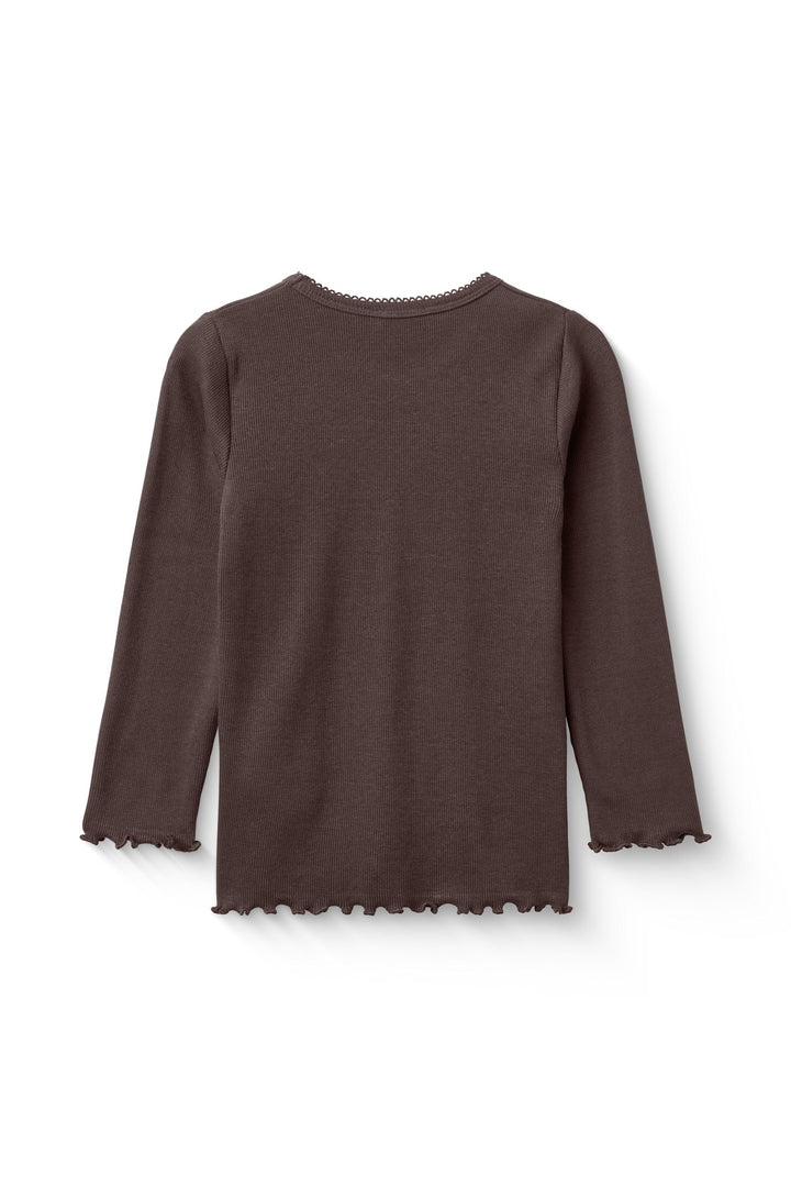 MODAL RIB LS TEE W. PICOT - DK BROWN