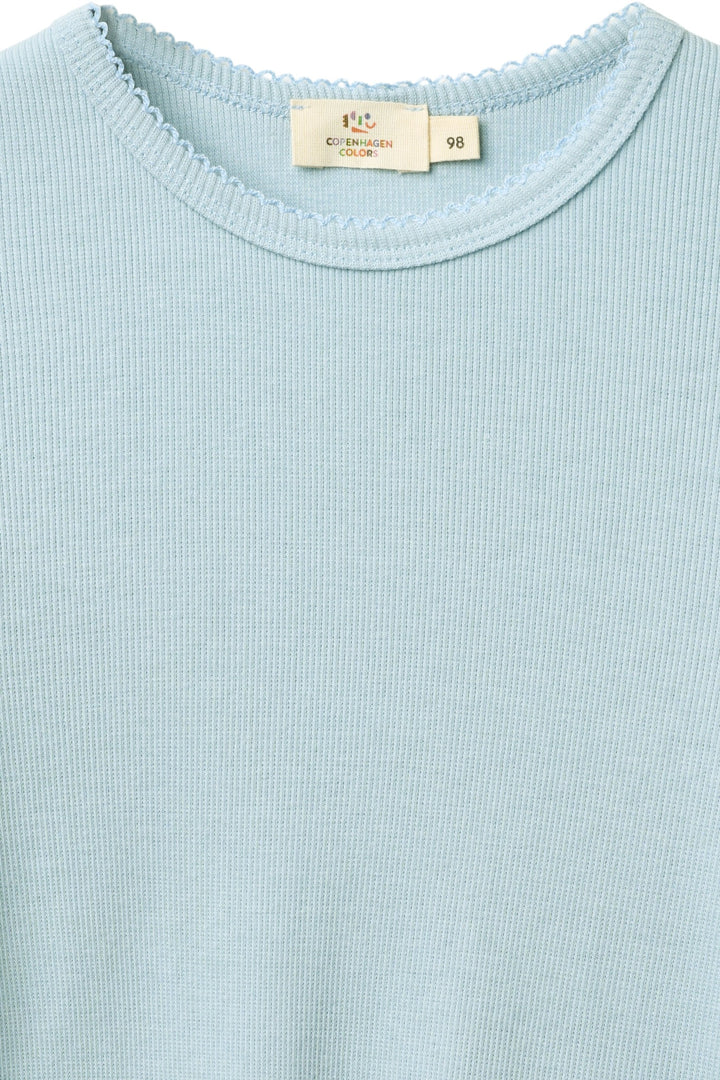 MODAL RIB LS TEE W. PICOT - DUSTY BLUE
