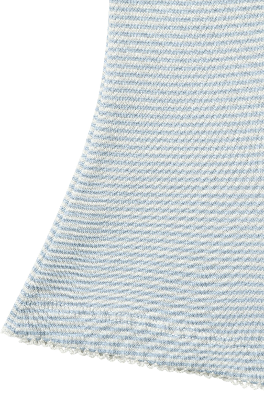 Stripe Modal Rib Flare Pant w. Picot & Bow - Dusty Blue Stripe
