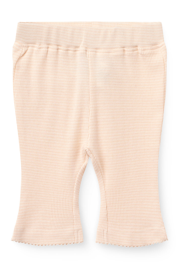Stripe Modal Rib Flare Pant w. Picot & Bow - Dusty Rose Stripe