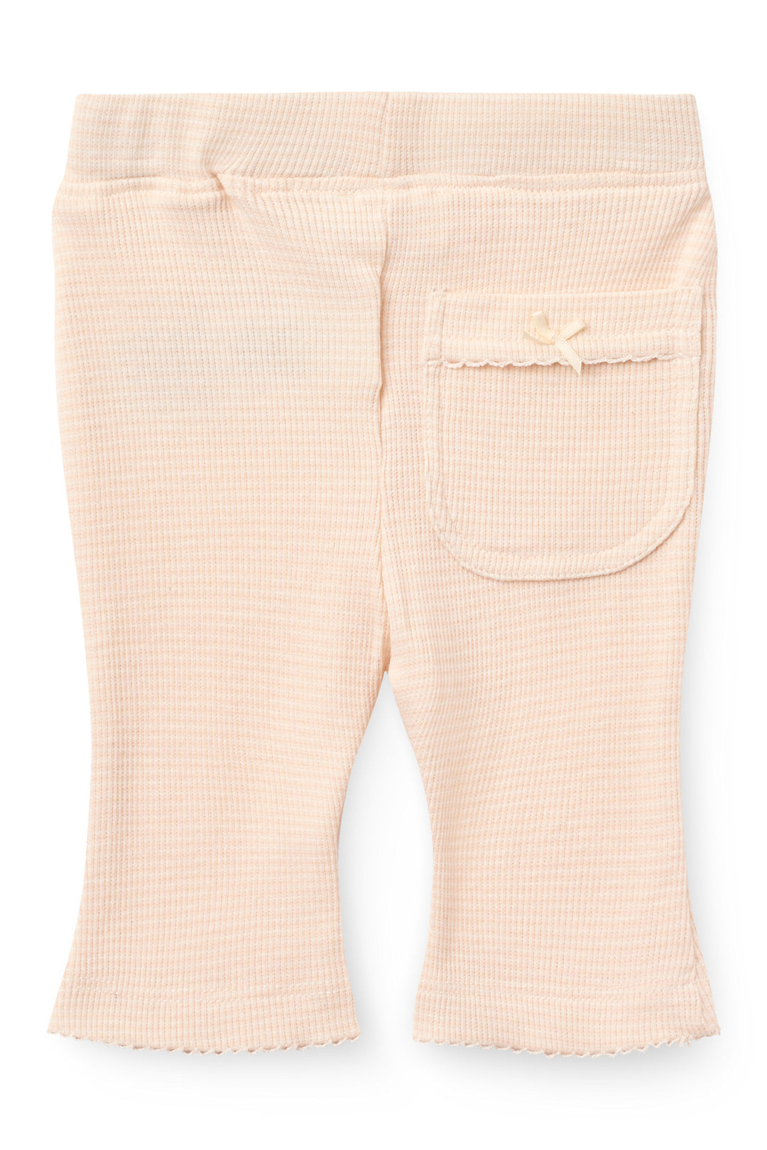 Stripe Modal Rib Flare Pant w. Picot & Bow - Dusty Rose Stripe