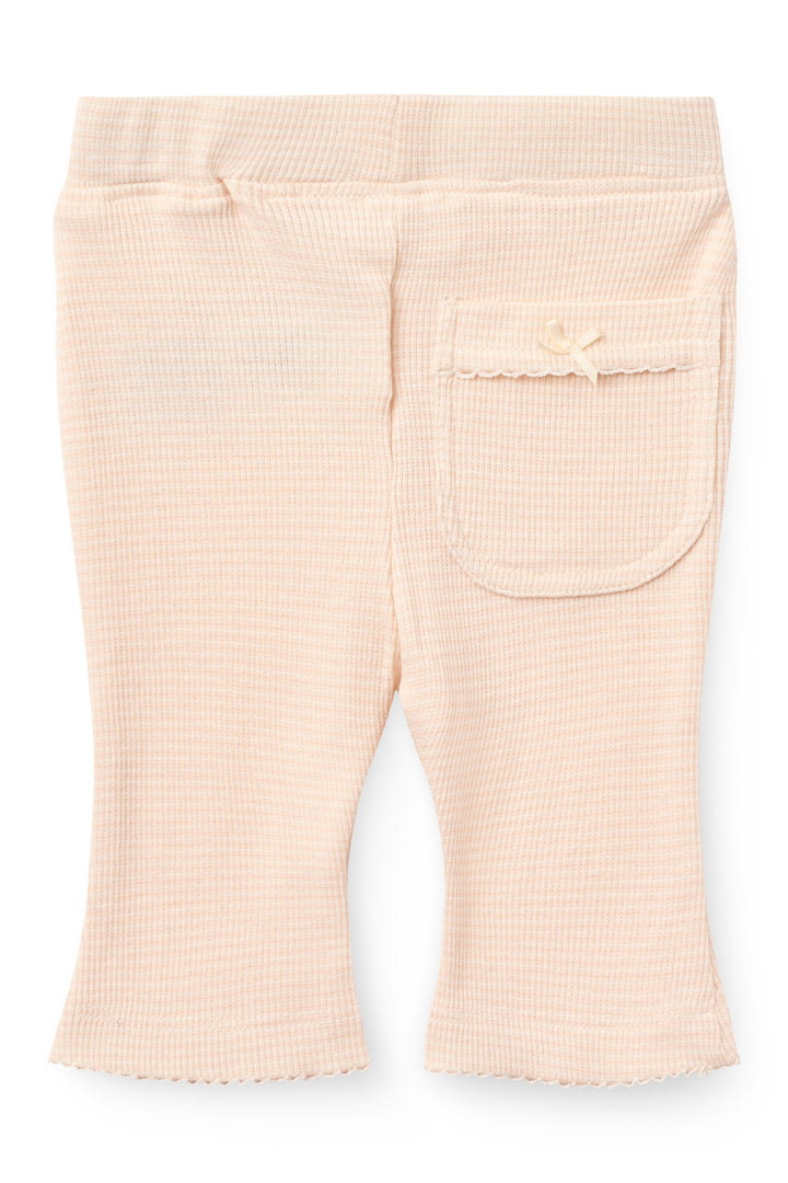 Stripe Modal Rib Flare Pant w. Picot & Bow - Dusty Rose Stripe