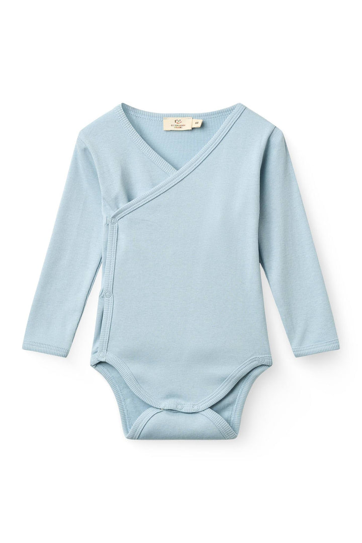 Modal Rib Cross Over Body w. Ls - Dusty Blue