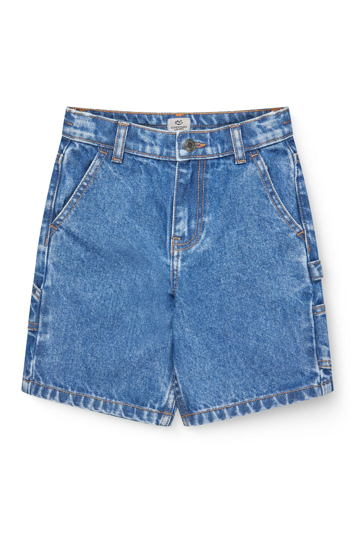 DENIM CARGO SHORTS - INDIGO BLUE WASHED