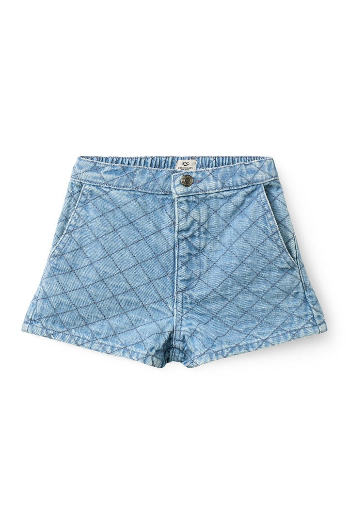 Organic Quilted Denim Shorts - Lt. Washed Blue Quilt