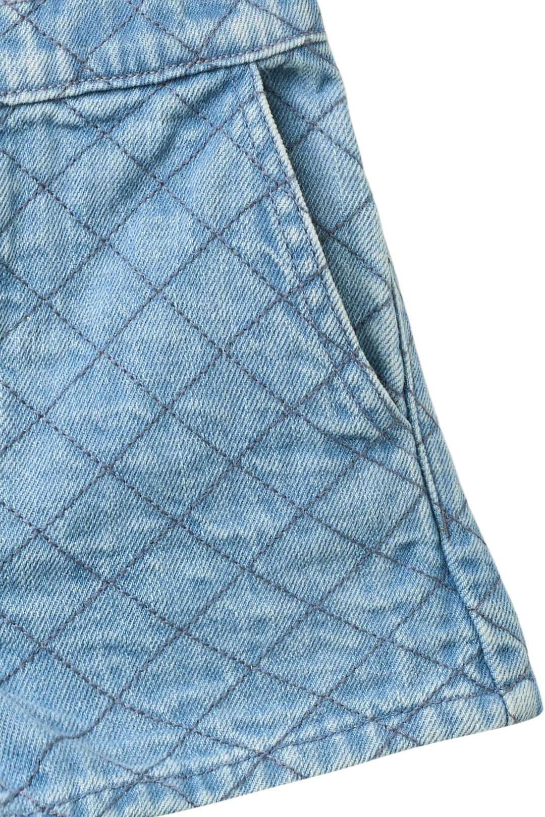 Organic Quilted Denim Shorts - Lt. Washed Blue Quilt