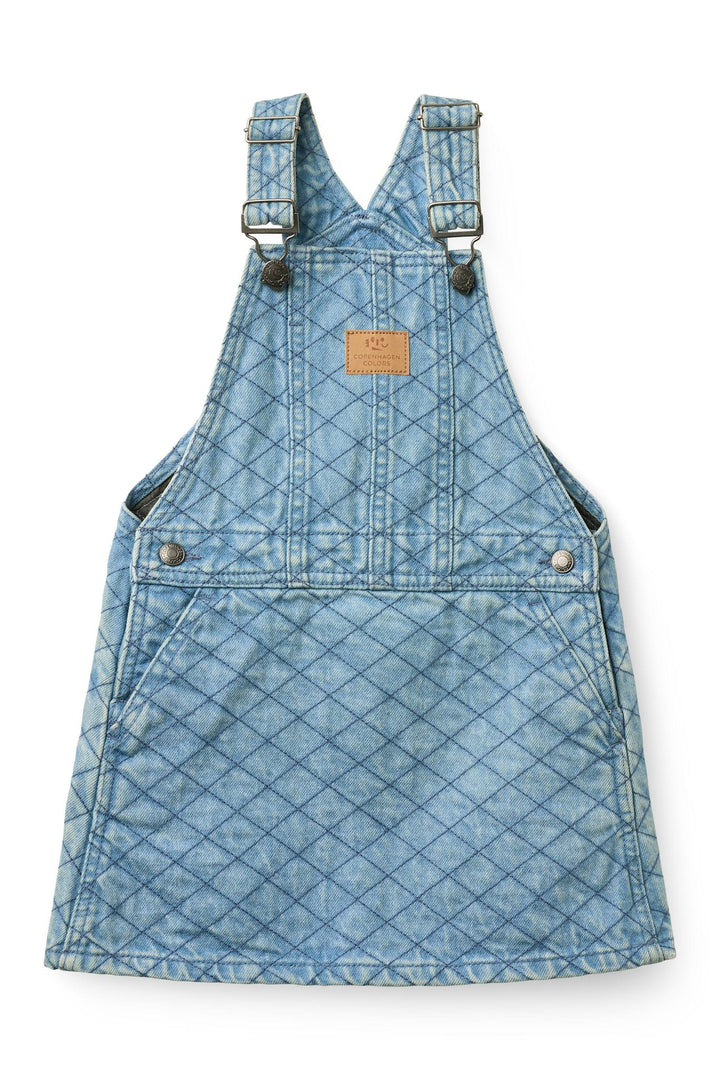ORGANIC QUILTED DENIM SPENCER DRESS - LT. WASHED BLUE QUILT