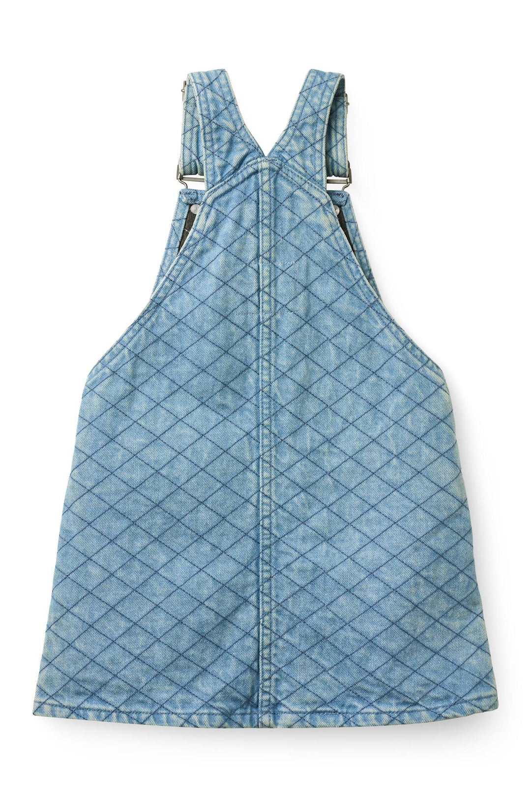 ORGANIC QUILTED DENIM SPENCER DRESS - LT. WASHED BLUE QUILT