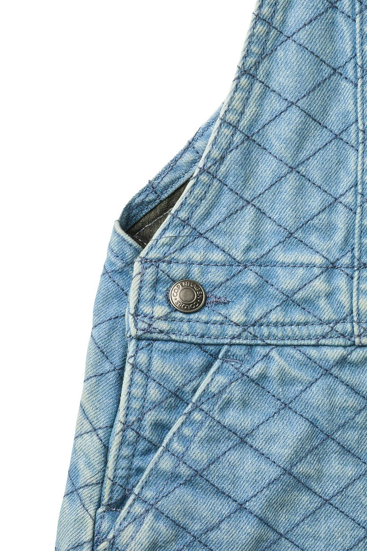 ORGANIC QUILTED DENIM SPENCER DRESS - LT. WASHED BLUE QUILT