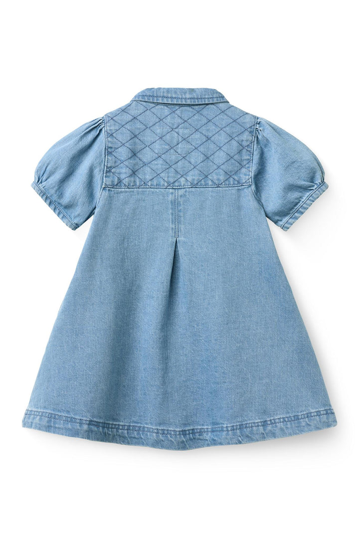 ORGANIC QUILTED DENIM DRESS - LT. WASHED BLUE QUILT