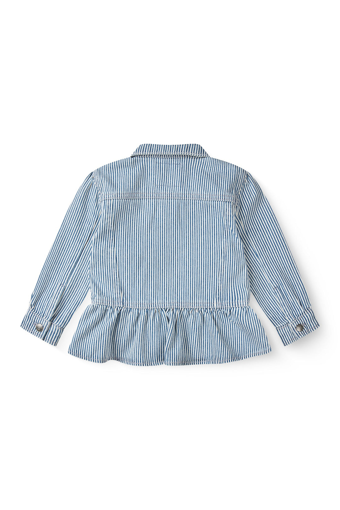 YARNDYED DENIM FRILL JACKET - DENIM BLUE STRIPE